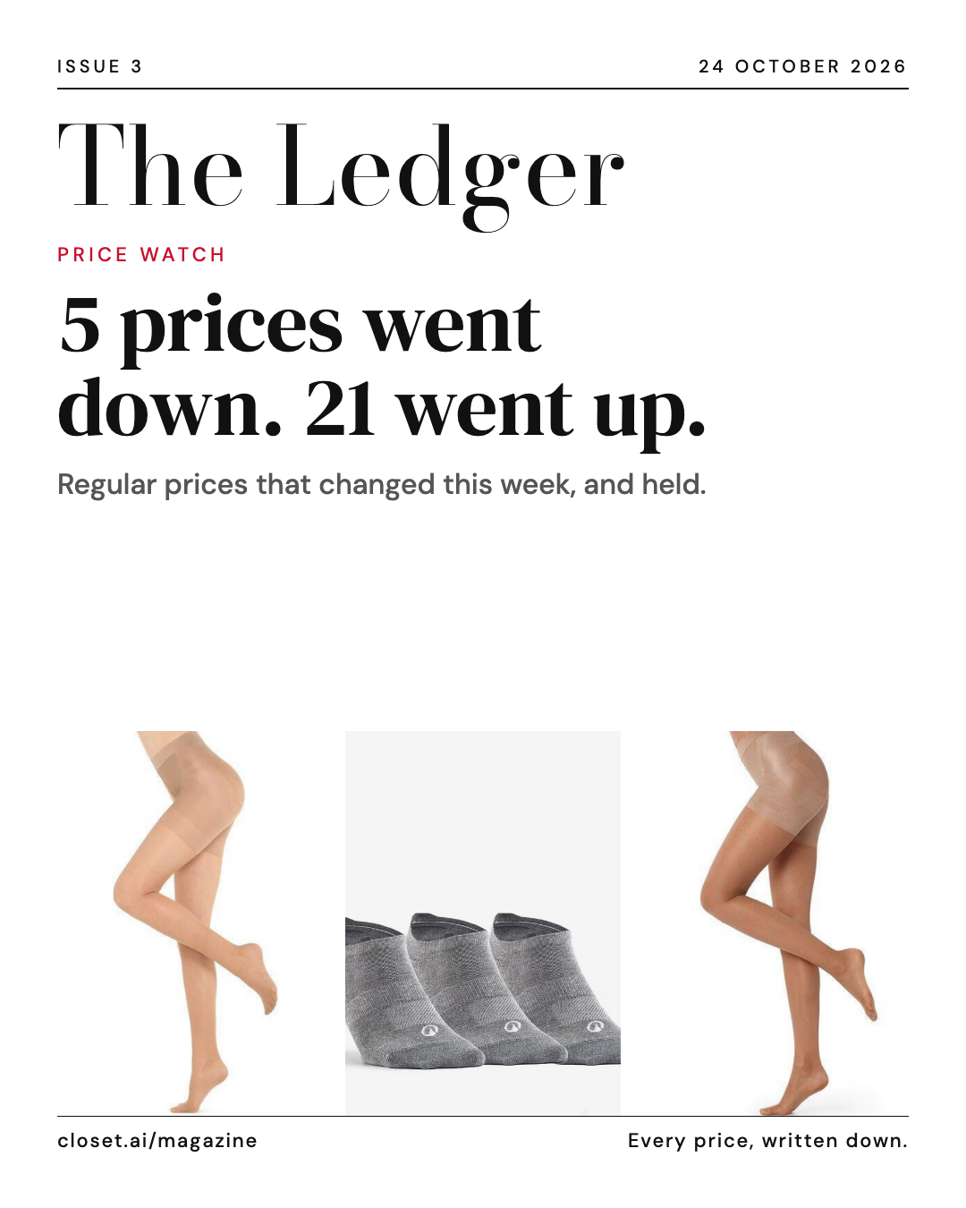 5 prices went down. 21 went up.