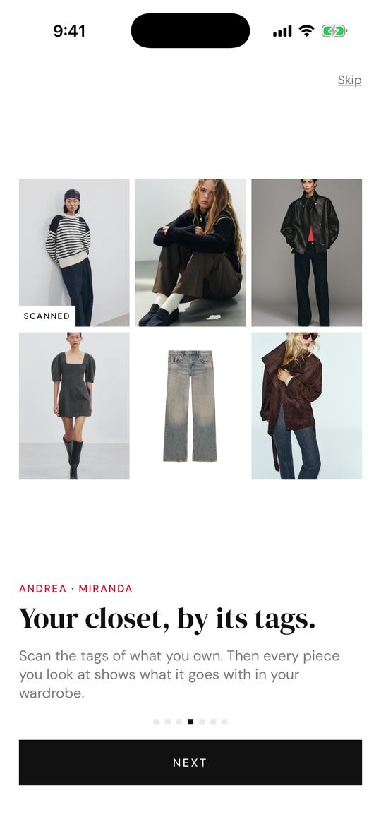 My closet: pieces added by scanning their tags